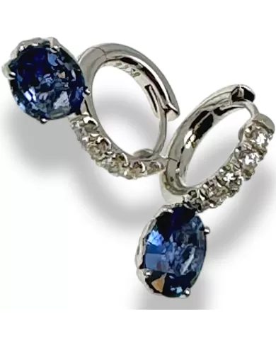 Orecchini Zaffiro blu 2,78ct e diamanti 0,24ct ReCarlo