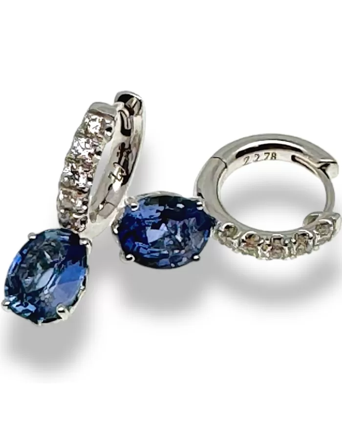 Orecchini Zaffiro blu 2,78ct e diamanti 0,24ct ReCarlo