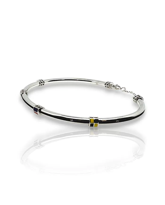 Bracciale oro bianco con Onice e smalti Arcadia