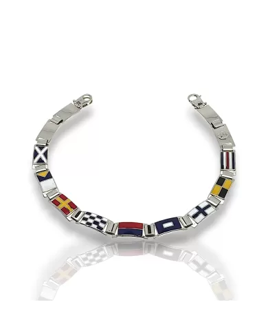 Bracciale Arcadia Oro Bianco Bandiere Nautiche 13 piastre