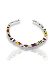 Bracciale Arcadia Oro Bianco Bandiere Nautiche 15 piastre