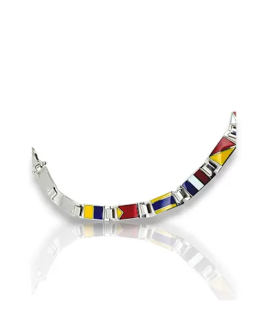 Bracciale Arcadia Oro Bianco Bandiere Nautiche 15 piastre Arcadia