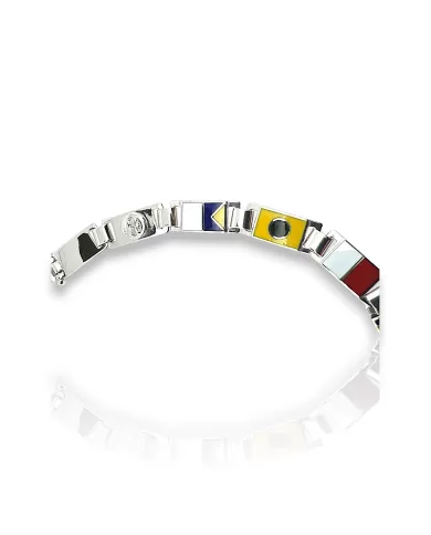 Bracciale Arcadia Oro Bianco Bandiere Nautiche 15 piastre Arcadia