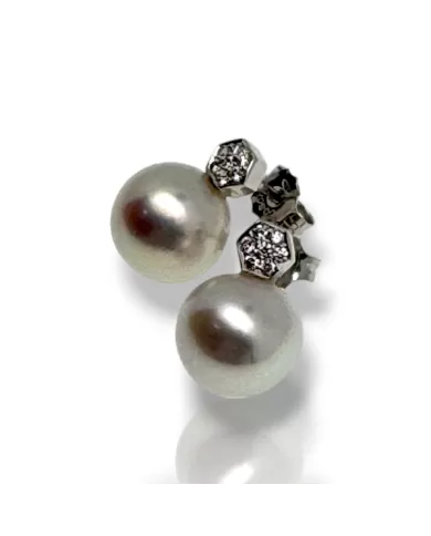 Orecchini con perle 11.5mm e diamanti Coscia