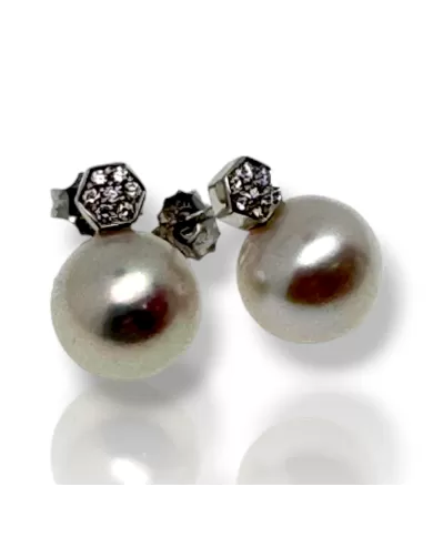 Orecchini con perle 11.5mm e diamanti Coscia
