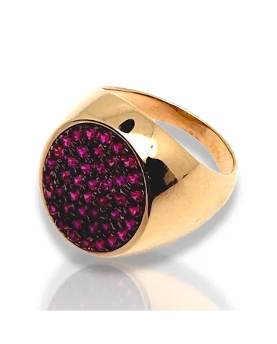 Anello in oro rosa con tormaline rosse