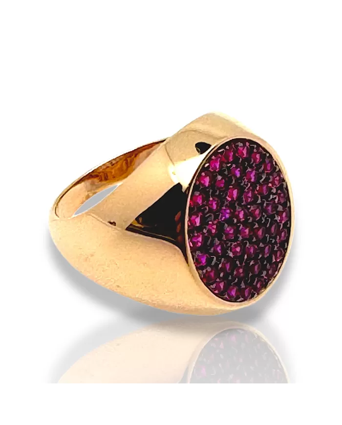 Anello in oro rosa con tormaline rosse Spagnoletti 1945