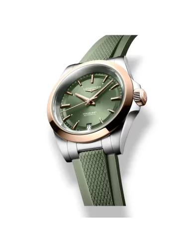 Conquest Acciaio oro auto 34mm Verde matt Longines Ref L34305029