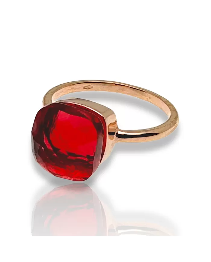 Anello in oro Rosa e Tormalina rossa