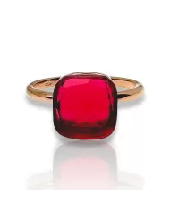 Anello in oro Rosa e Tormalina rossa Spagnoletti 1945