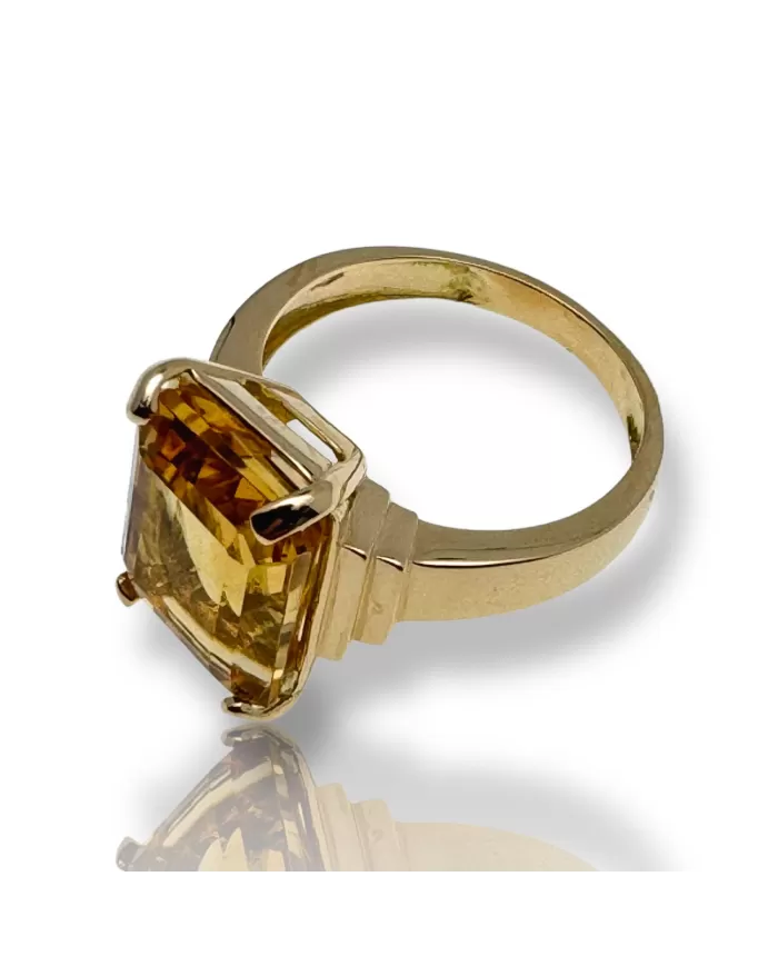 Anello in oro Giallo e Topazio Citrino Spagnoletti 1945