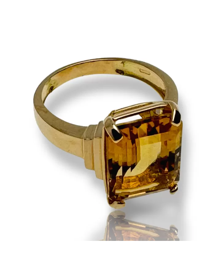 Anello in oro Giallo e Topazio Citrino Spagnoletti 1945