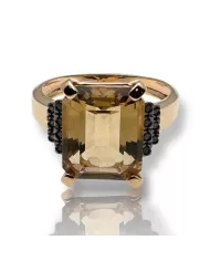 Anello in oro Rosa e Topazio Citrino Spagnoletti 1945