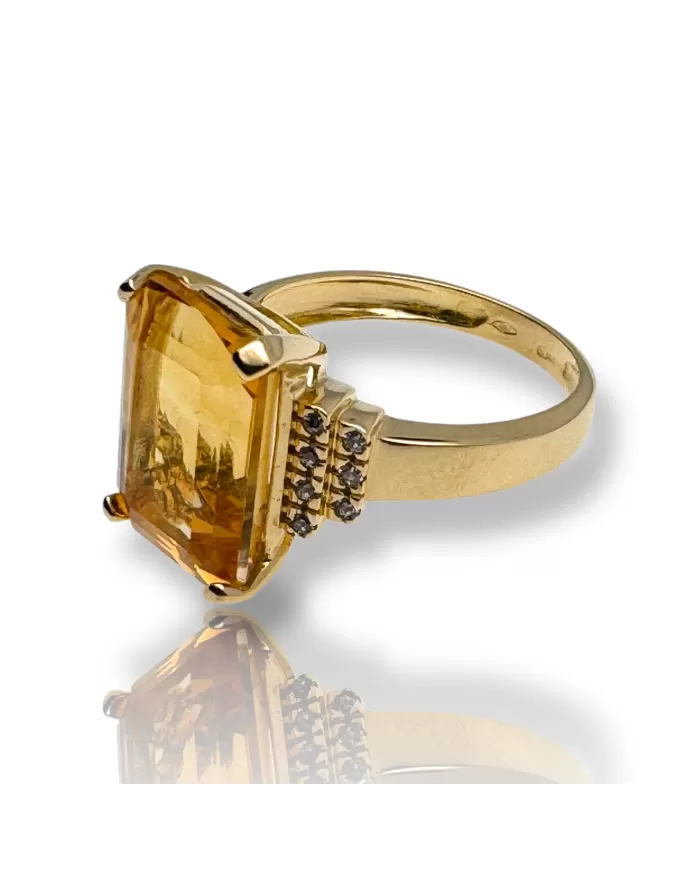 Anello in oro Giallo e Topazio Citrino Spagnoletti 1945