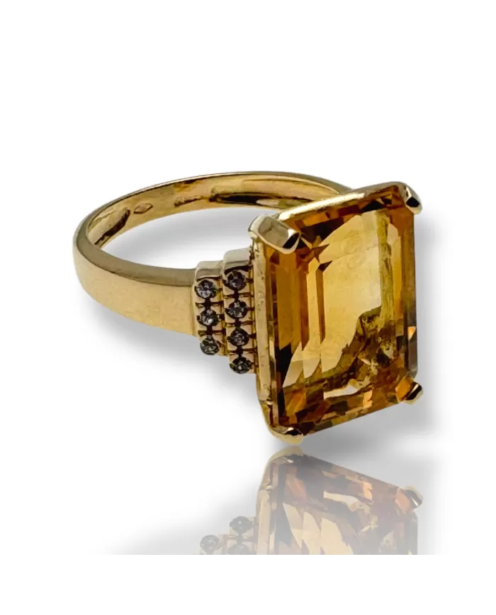 Anello in oro Giallo e Topazio Citrino Spagnoletti 1945