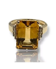 Anello in oro Giallo e Topazio Citrino Spagnoletti 1945