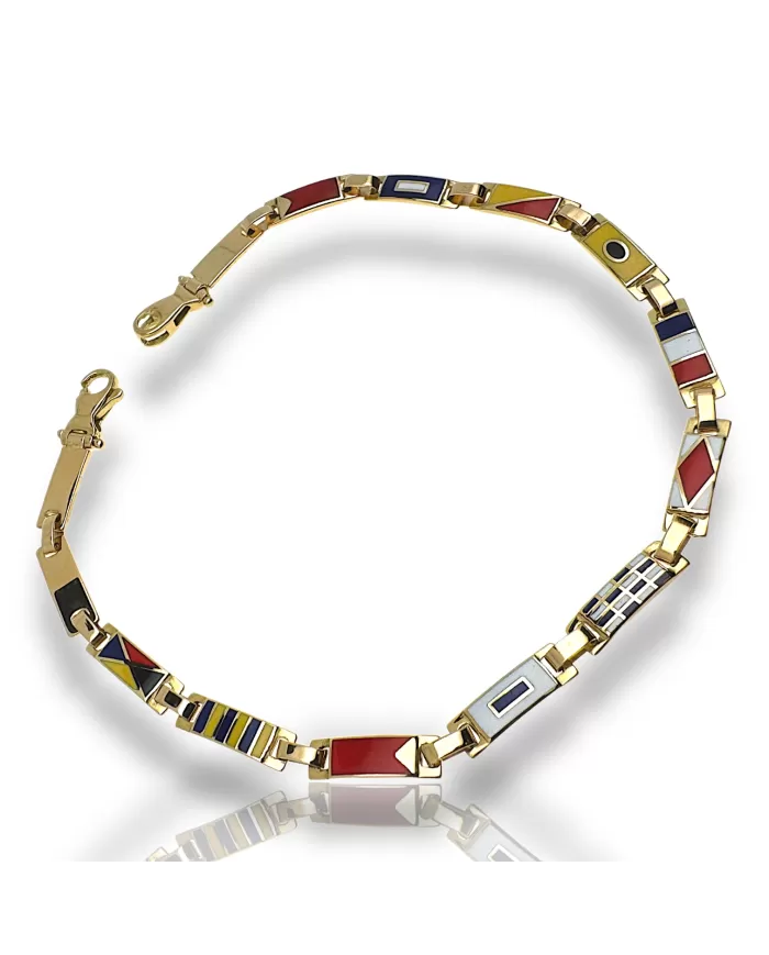 Bracciale Oro Giallo Bandiere Nautiche 14 piastre Arcadia