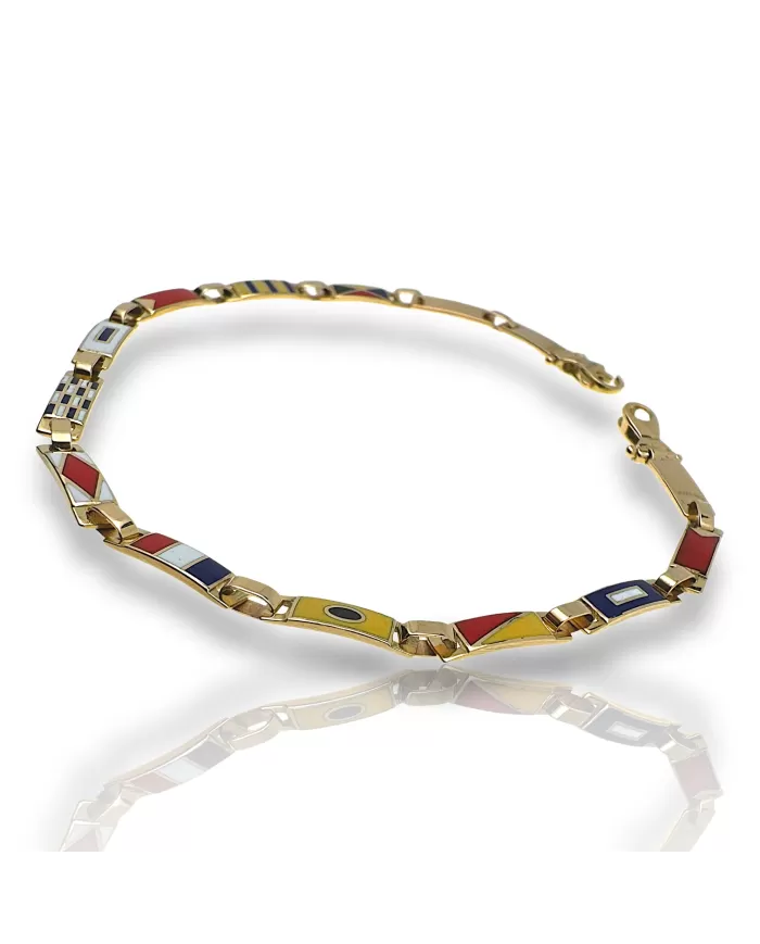 Bracciale Oro Giallo Bandiere Nautiche 14 piastre