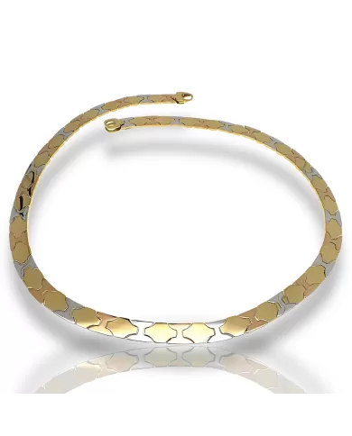 Collana piatta uomo in oro Giallo e Bianco