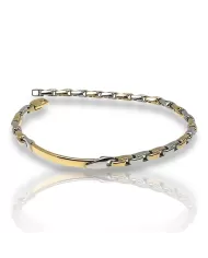 Bracciale a catena con piastra oro bianco e giallo