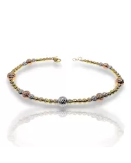 Bracciale oro a palline diamantate 3 colori