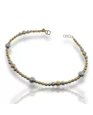 Bracciale oro a palline diamantate 2 colori Spagnoletti 1945