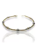 Bracciale oro a palline diamantate 2 colori