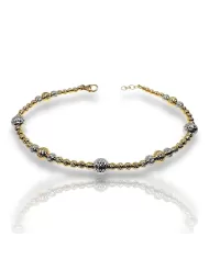 Bracciale oro a palline diamantate 2 colori