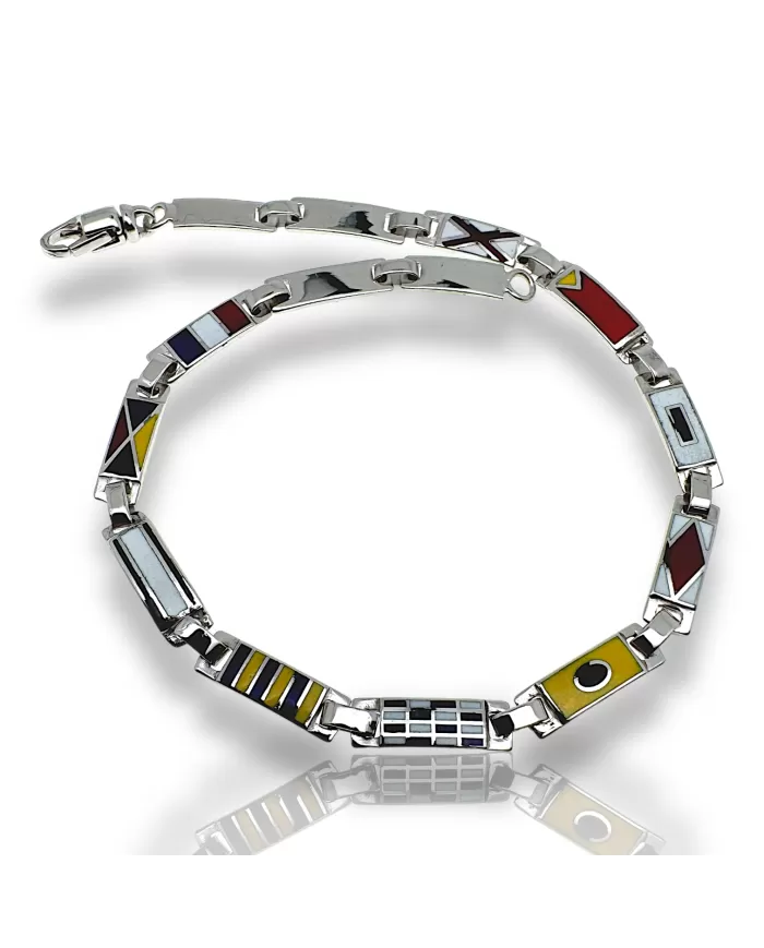 Bracciale oro bianco Bandiere Nautiche 13 piastre Arcadia