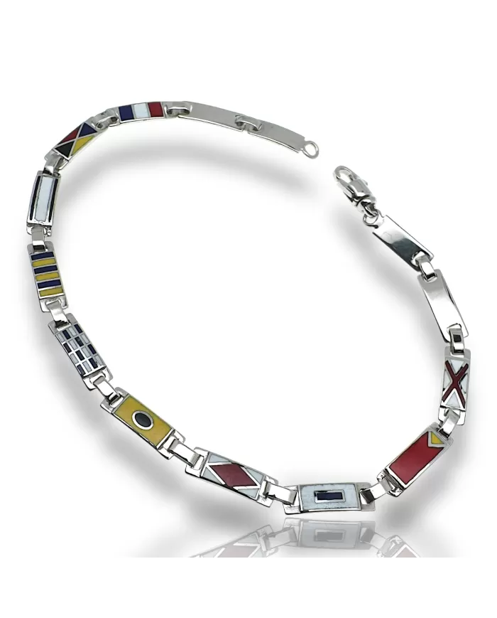 Bracciale oro bianco Bandiere Nautiche 13 piastre Arcadia