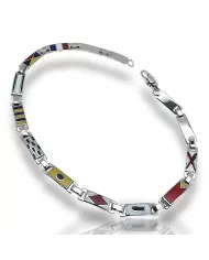 Bracciale oro bianco Bandiere Nautiche 13 piastre Arcadia