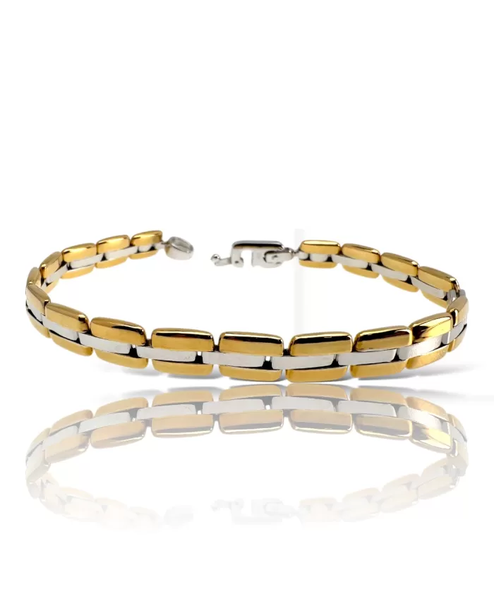 Bracciale a piastra oro giallo e bianco