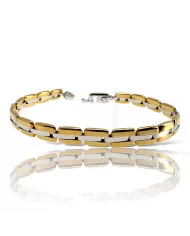 Bracciale a piastra oro giallo e bianco