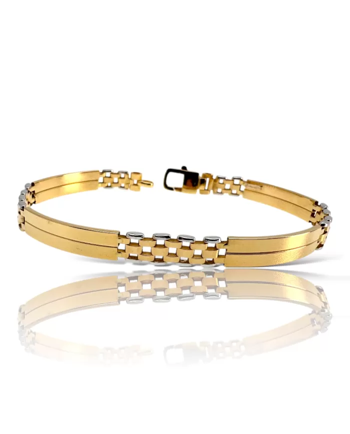 Bracciale a piastra oro giallo e bianco