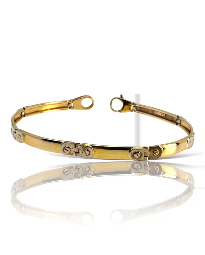 Bracciale a piastra oro giallo e bianco