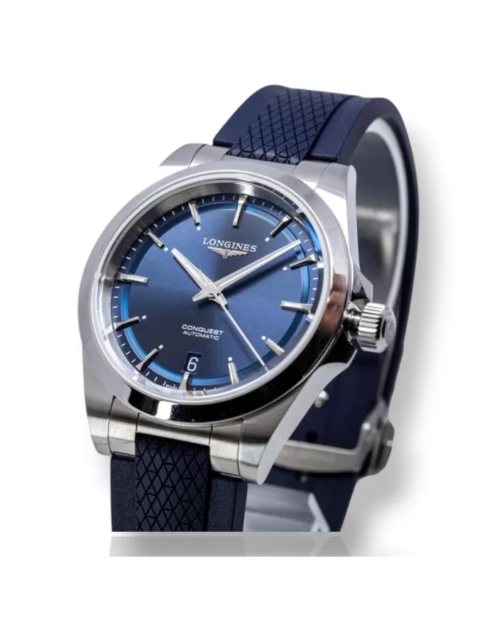 Conquest auto 38mm Blu silicone Longines Ref L37204929