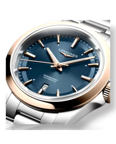 Conquest Acciaio oro auto 30mm Blu matt Longines Ref L33205926