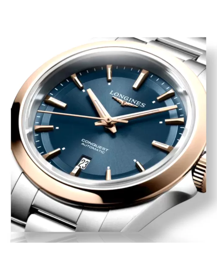 Conquest Acciaio oro auto 30mm Blu matt Longines Ref L33205926