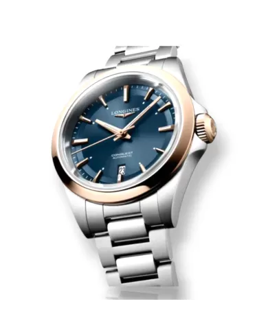 Conquest Acciaio oro auto 30mm Blu matt Longines Ref L33205926