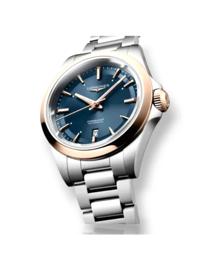 Conquest Acciaio oro auto 30mm Blu matt Longines Ref L33205926