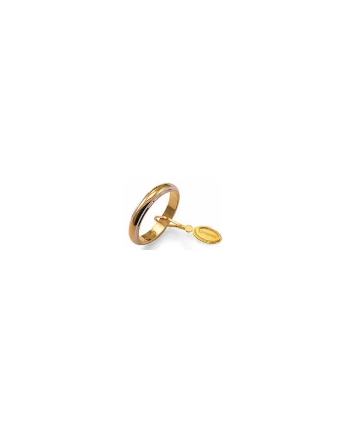 Fede classica in oro giallo bordi bianchi rodiati 5,0g UnoAErre